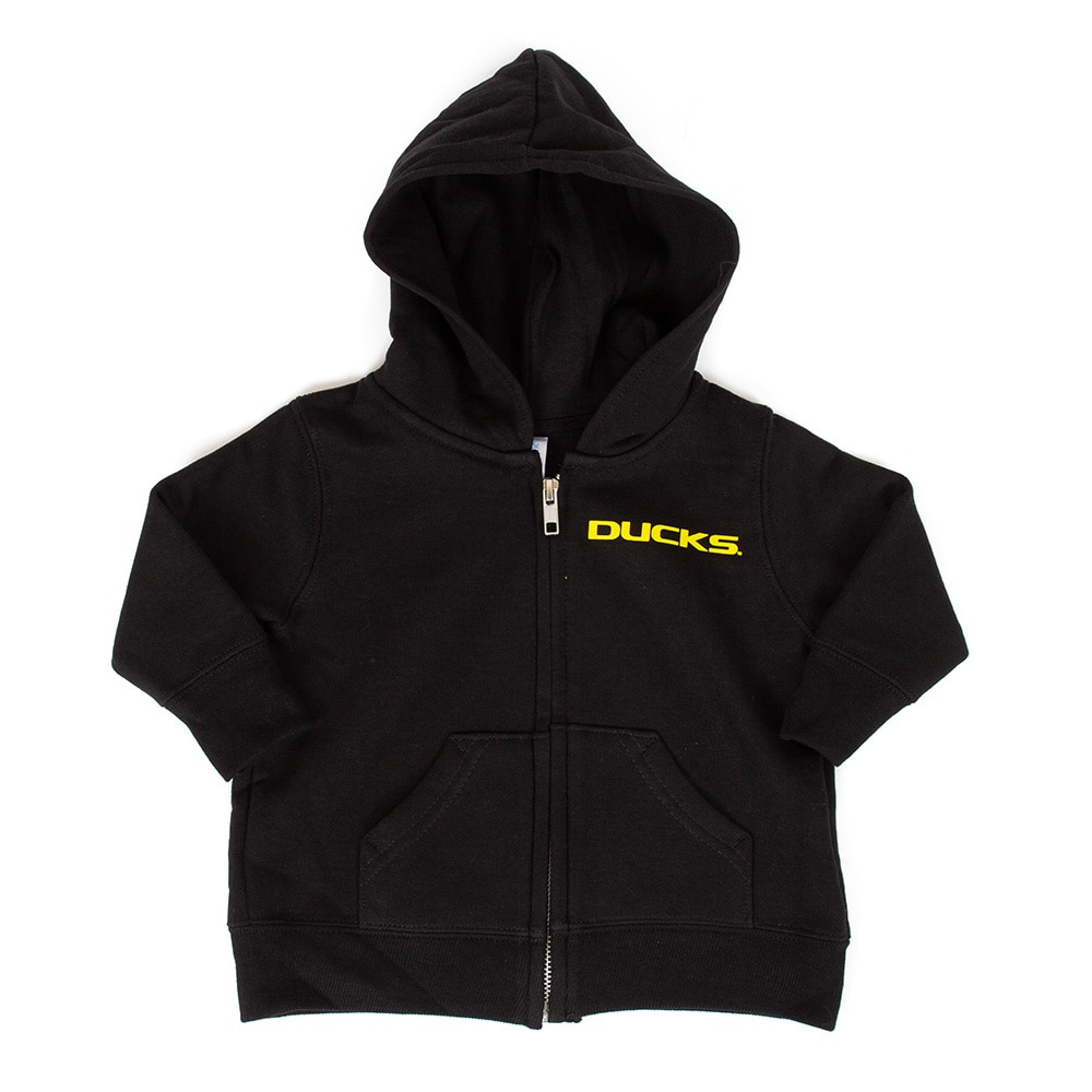 Ducks, McKenzie SewOn, Black, Full Zip, Cotton Blend, Kids, Infant, Oregon Ducks, Mascot, Back design, Sweatshirt, Hoodie, 997210